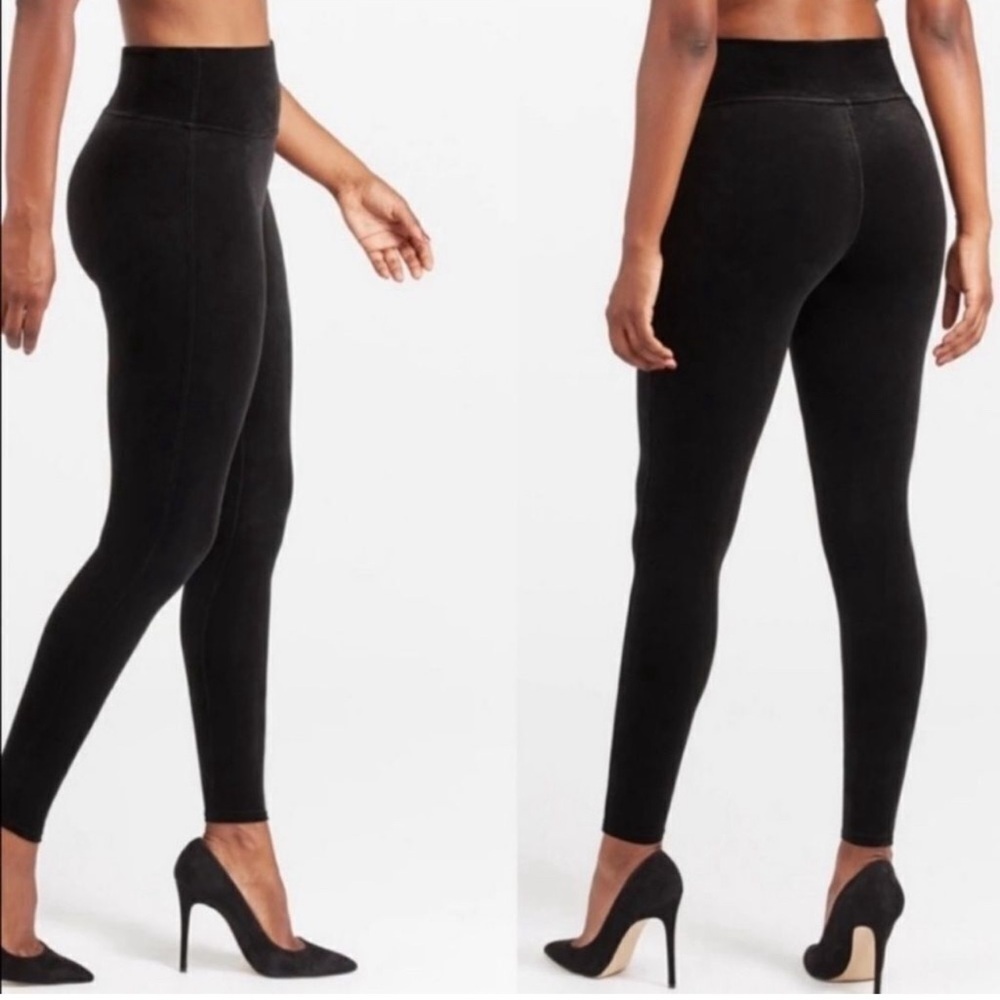 Spanx Velvet Leggings Black High Waisted Slimming 2070 Womens XL